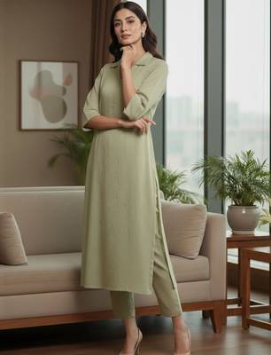 Women Regular Silk Crepe Kurta with Trousers 2