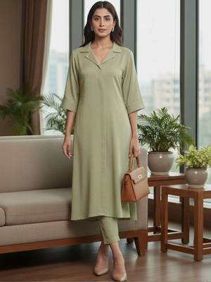 Women Regular Silk Crepe Kurta with Trousers 4