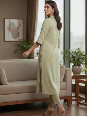Women Regular Silk Crepe Kurta with Trousers 5