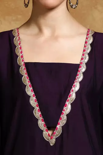 Ethnic Motifs Printed Sequinned Square Neck Kaftan Kurta With Trousers