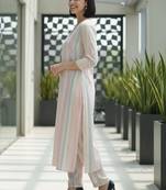 Women Striped Regular Kurta with Trousers