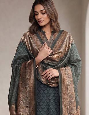 Women Ethnic Motifs Printed Regular Chanderi Silk Kurta with Trousers & With Dupatta 2