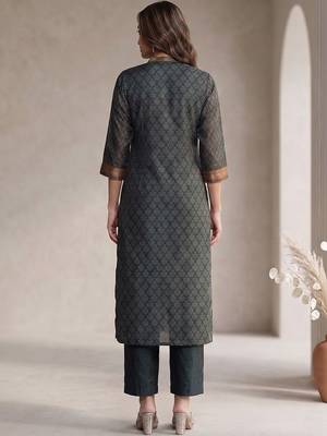 Women Ethnic Motifs Printed Regular Chanderi Silk Kurta with Trousers & With Dupatta 3