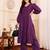 Striped V-Neck A-Line Kurta With Trousers