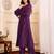Striped V-Neck A-Line Kurta With Trousers