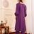 Striped V-Neck A-Line Kurta With Trousers