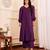 Striped V-Neck A-Line Kurta With Trousers