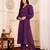 Striped V-Neck A-Line Kurta With Trousers