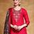 Women Floral Yoke Design Regular Thread Work Kurta with Trousers & With Dupatta