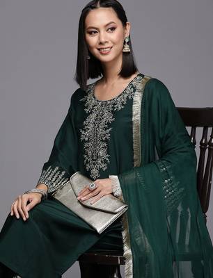Women Floral Yoke Design Regular Kurta with Trousers & Dupatta 2