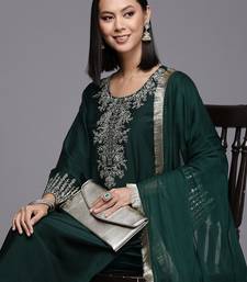 Women Floral Yoke Design Regular Kurta with Trousers & Dupatta