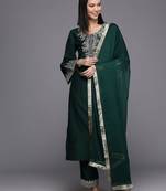 Women Floral Yoke Design Regular Kurta with Trousers & Dupatta