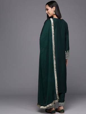 Women Floral Yoke Design Regular Kurta with Trousers & Dupatta 7