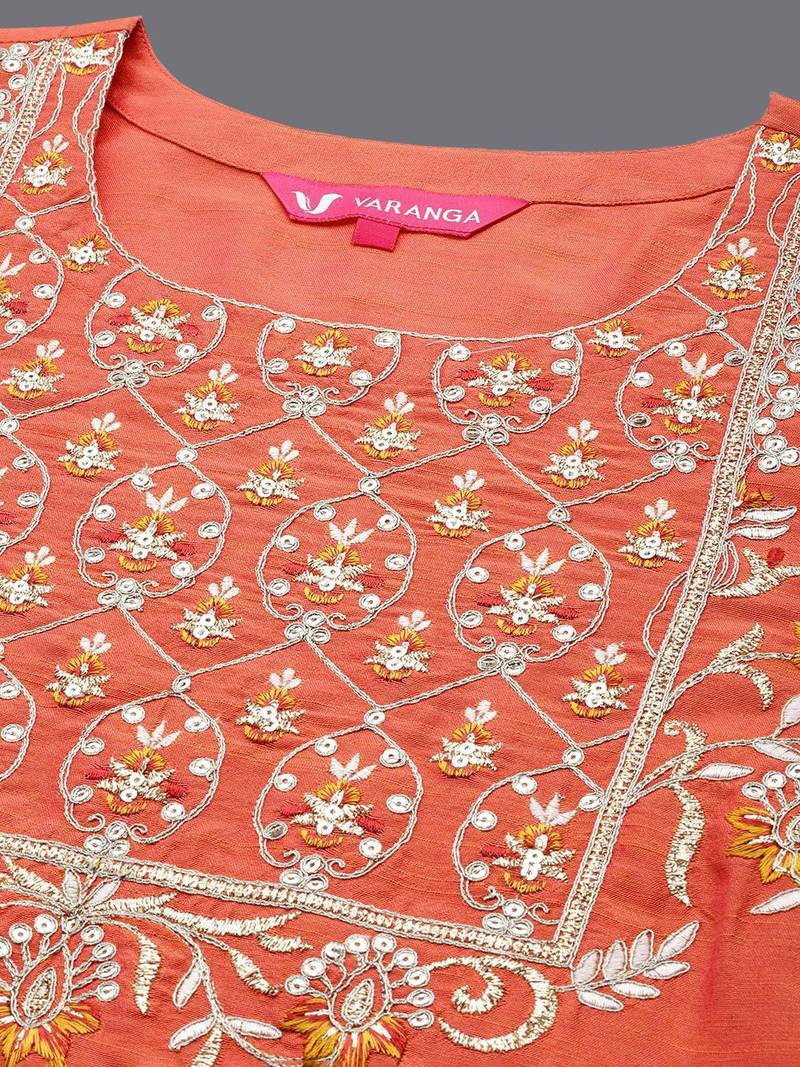 Ethnic Motifs Zari Embroidered Sequinned Yoke Design Kurta With Trousers & Dupatta