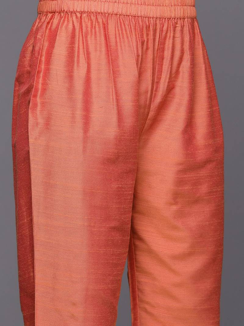 Ethnic Motifs Zari Embroidered Sequinned Yoke Design Kurta With Trousers & Dupatta
