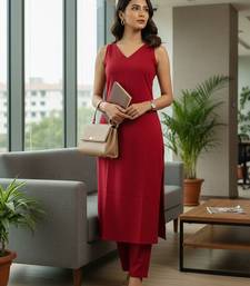 Linear Crimson Kurta Set