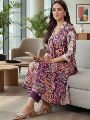 Women Paisley Printed Regular Pure Cotton Kurta with Trousers 1