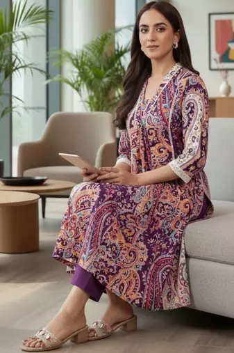 Women Paisley Printed Regular Pure Cotton Kurta with Trousers