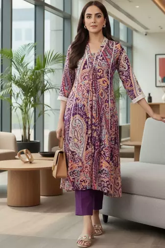 Women Paisley Printed Regular Pure Cotton Kurta with Trousers
