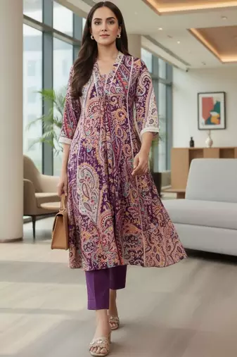 Women Paisley Printed Regular Pure Cotton Kurta with Trousers