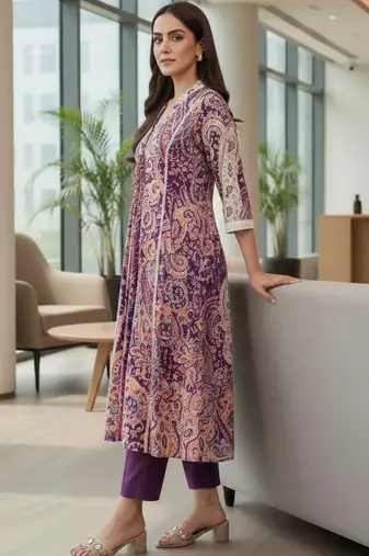 Women Paisley Printed Regular Pure Cotton Kurta with Trousers