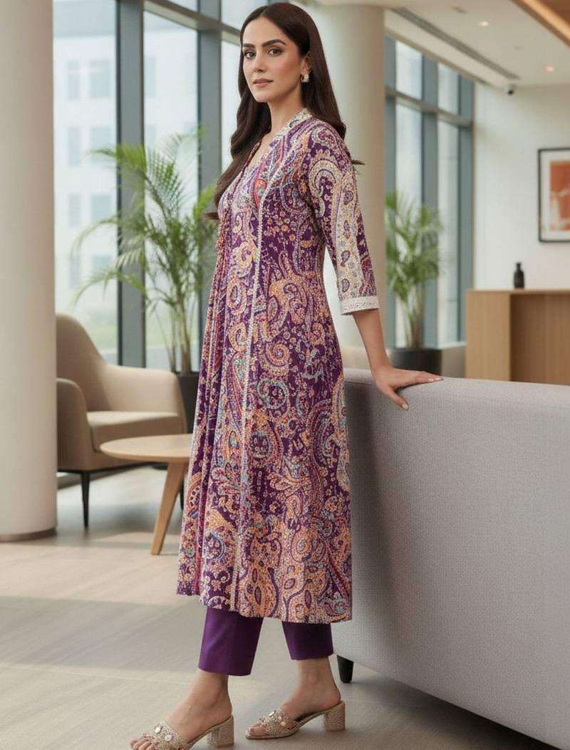 Women Paisley Printed Regular Pure Cotton Kurta with Trousers