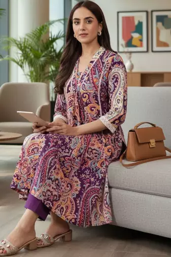Women Paisley Printed Regular Pure Cotton Kurta with Trousers