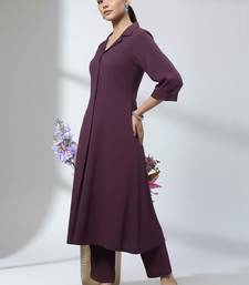 Women Regular Silk Crepe Kurta with Trousers