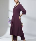 Women Regular Silk Crepe Kurta with Trousers