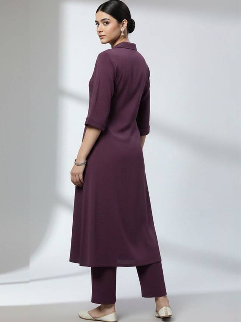 Women Regular Silk Crepe Kurta with Trousers