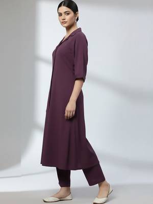 Women Regular Silk Crepe Kurta with Trousers 5