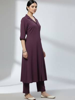 Women Regular Silk Crepe Kurta with Trousers 6