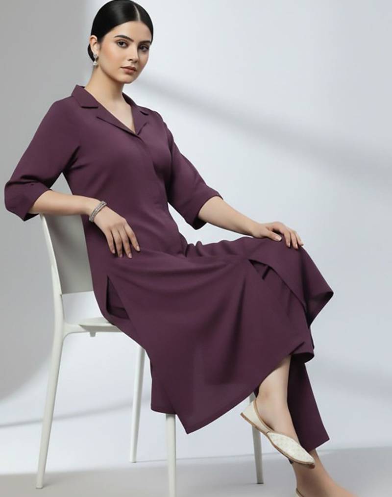Women Regular Silk Crepe Kurta with Trousers