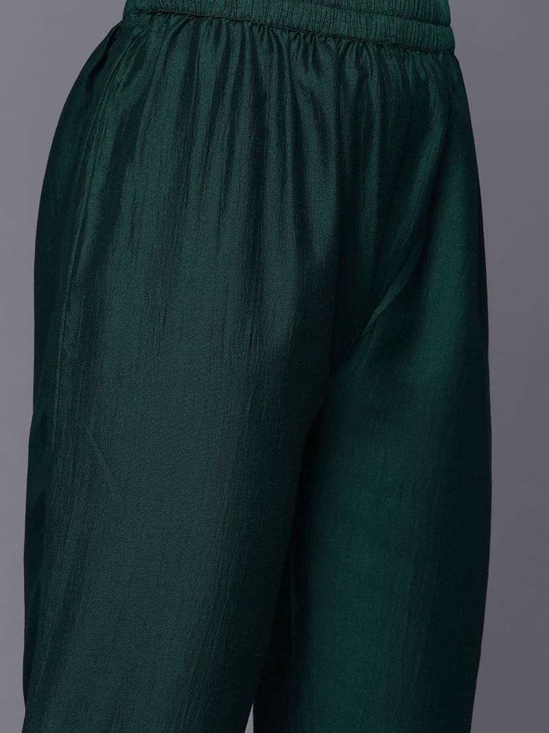 Ethnic Motifs Yoke Design Thread Work Straight Kurta with Trousers & Dupatta