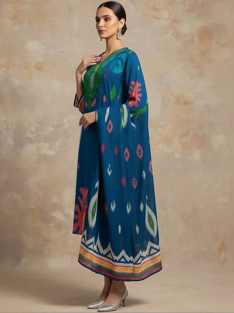 Women Printed Regular Kurta with Trousers & With Dupatta