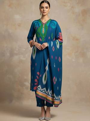 Women Printed Regular Kurta with Trousers & With Dupatta 5