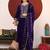 Violet Floral Embroidered Thread Work Velvet Kurta with Palazzos & Dupatta
