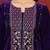 Violet Floral Embroidered Thread Work Velvet Kurta with Palazzos & Dupatta