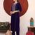 Violet Floral Embroidered Thread Work Velvet Kurta with Palazzos & Dupatta