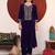 Violet Floral Embroidered Thread Work Velvet Kurta with Palazzos & Dupatta