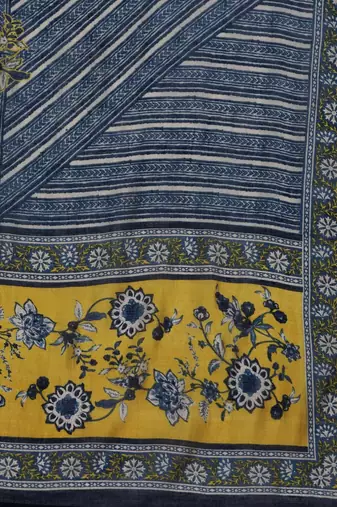 Floral Printed Sequinned Chanderi Silk Straight Kurta With Trouser & Dupatta