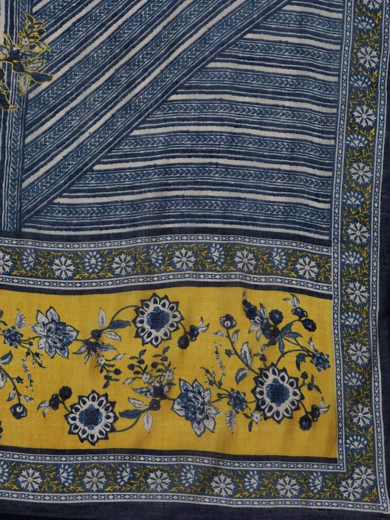 Floral Printed Sequinned Chanderi Silk Straight Kurta With Trouser & Dupatta