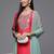 Floral Yoke Design Sequinned Kurta With Trousers & Dupatta