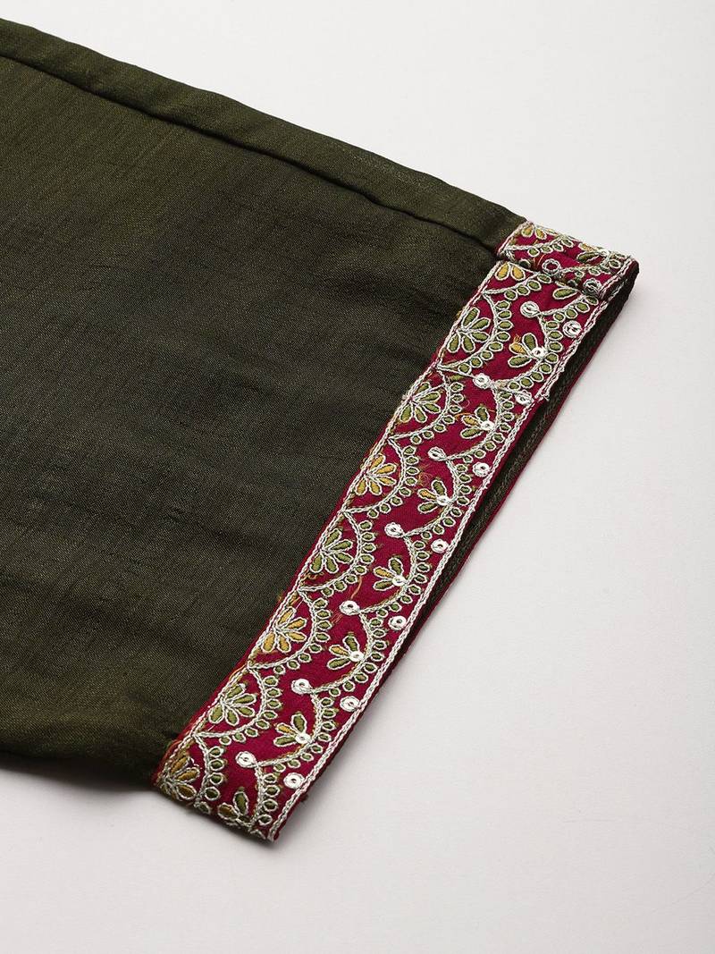 Ethnic Motifs Embroidered Kurta With Trousers & Dupatta