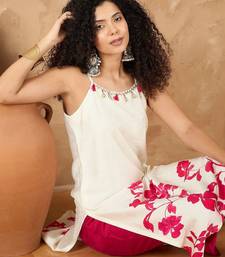 Women Spaghetti strap floral kurta with trousers