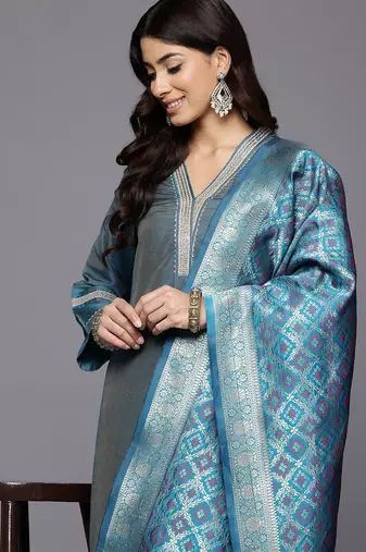 Women Regular Gotta Patti Kurta with Trousers & With Dupatta