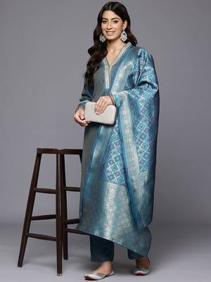 Women Regular Gotta Patti Kurta with Trousers & With Dupatta 8