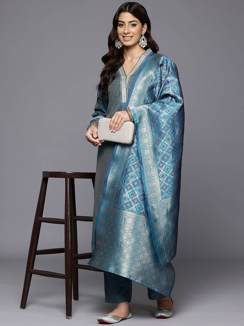 Women Regular Gotta Patti Kurta with Trousers & With Dupatta