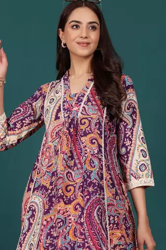 Women Paisley Printed Regular Pure Cotton Kurta with Trousers
