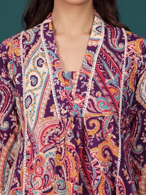 Women Paisley Printed Regular Pure Cotton Kurta with Trousers 3